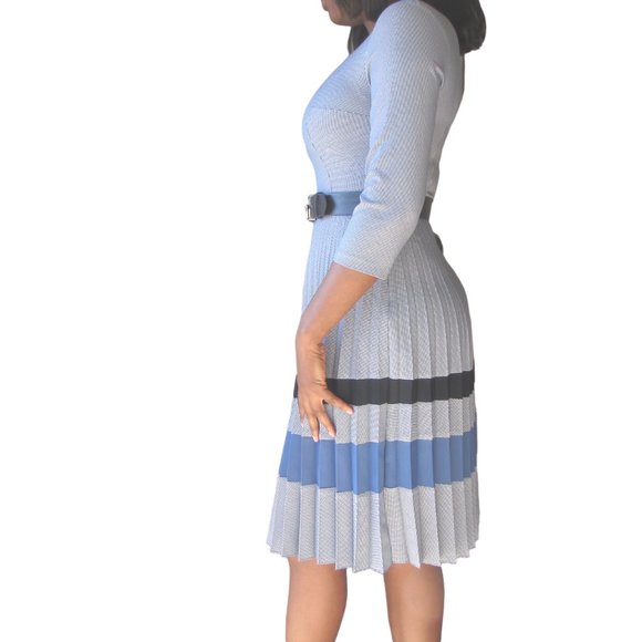 Blue and white pin checked dress - Picture 2 of 3